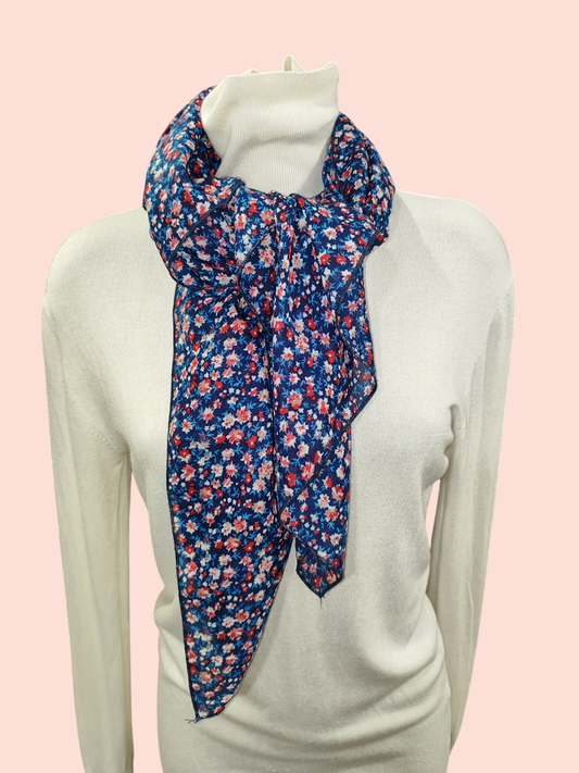 Schal Blau, Rot, Weiß