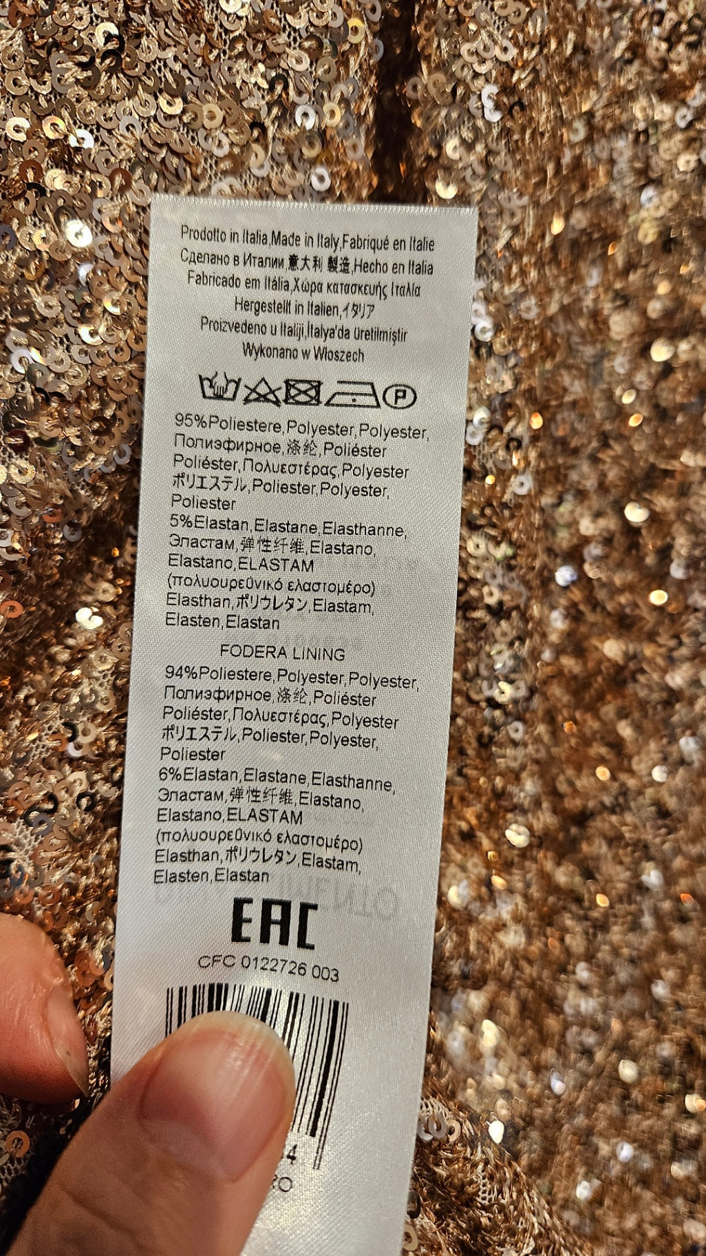 Rinascimento Pailletten Cocktailkleid M Gold