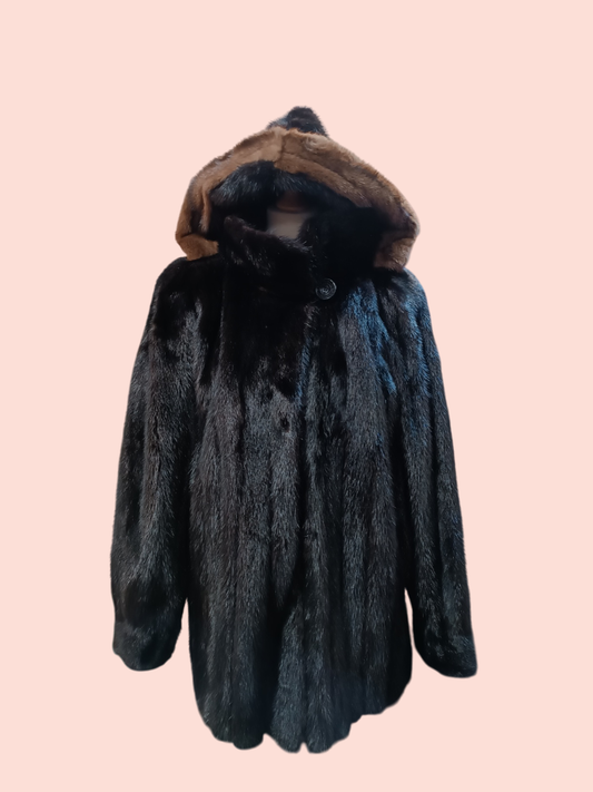 Echtpelz (Nerz) Mantel M Schwarz