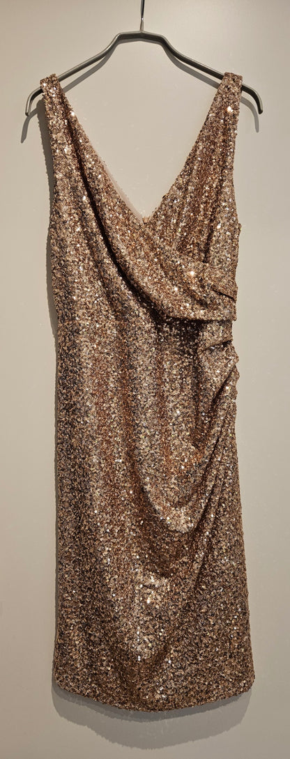 Rinascimento Pailletten Cocktailkleid M Gold