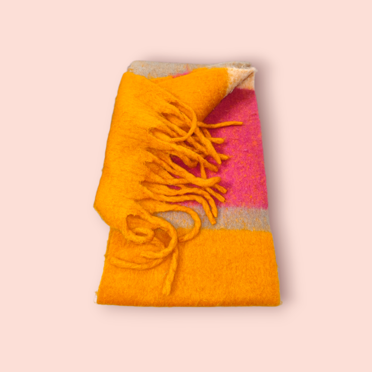 Schal Bunt (mit hellgelben, pinken, grauen Tönen)