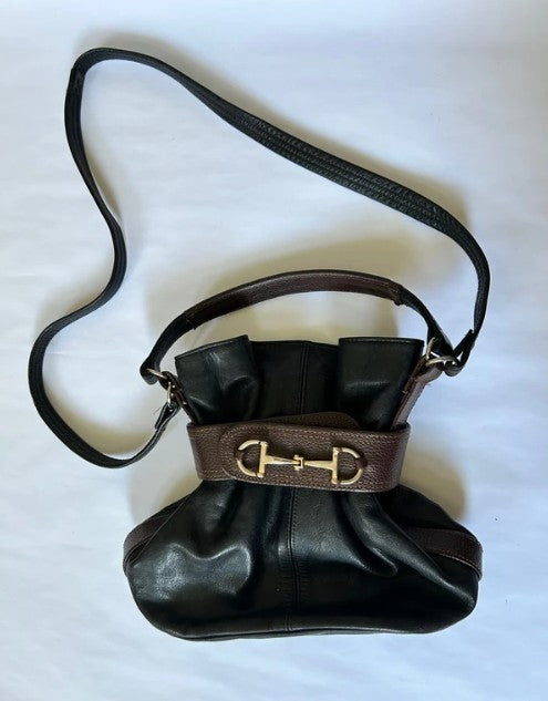 Vintage Umhängetasche One Size Dunkelbraun und Schwarz