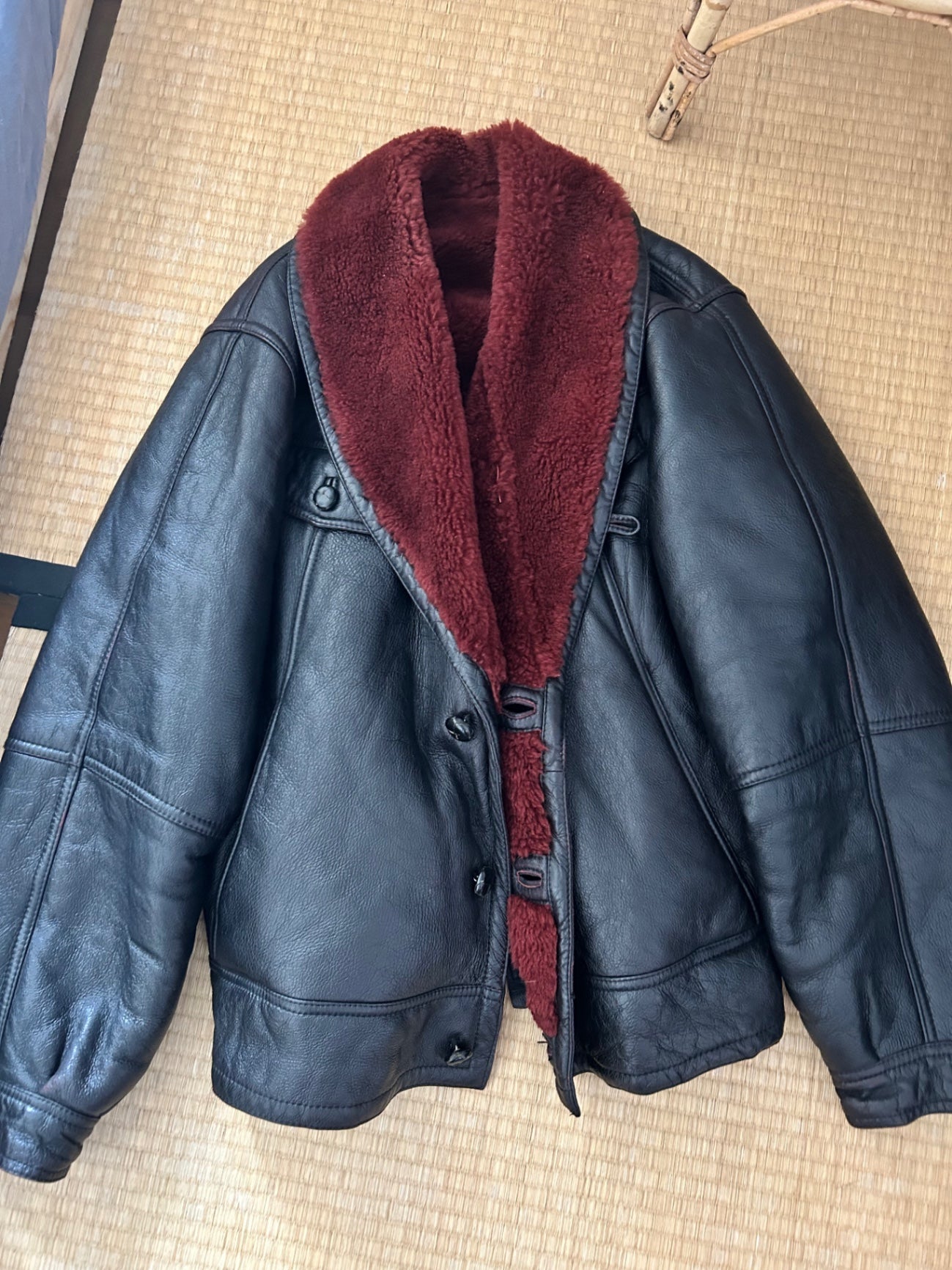 Vintage Jacke 40/42 Schwarz mit roter Innenfutter