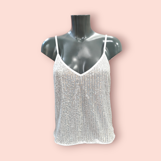 Trägertop XL Weiß mit Silber