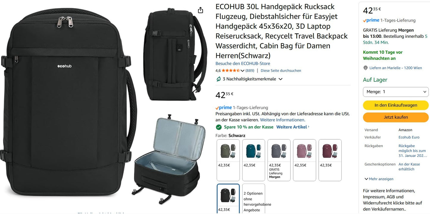 ECOHUB Reisetasche Schwarz