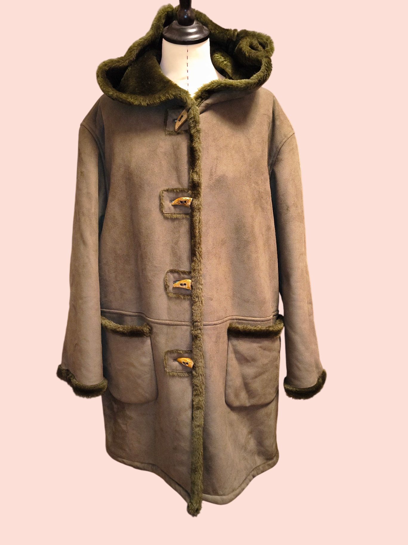 Steinbock Kunstpelzmantel M/L Grün