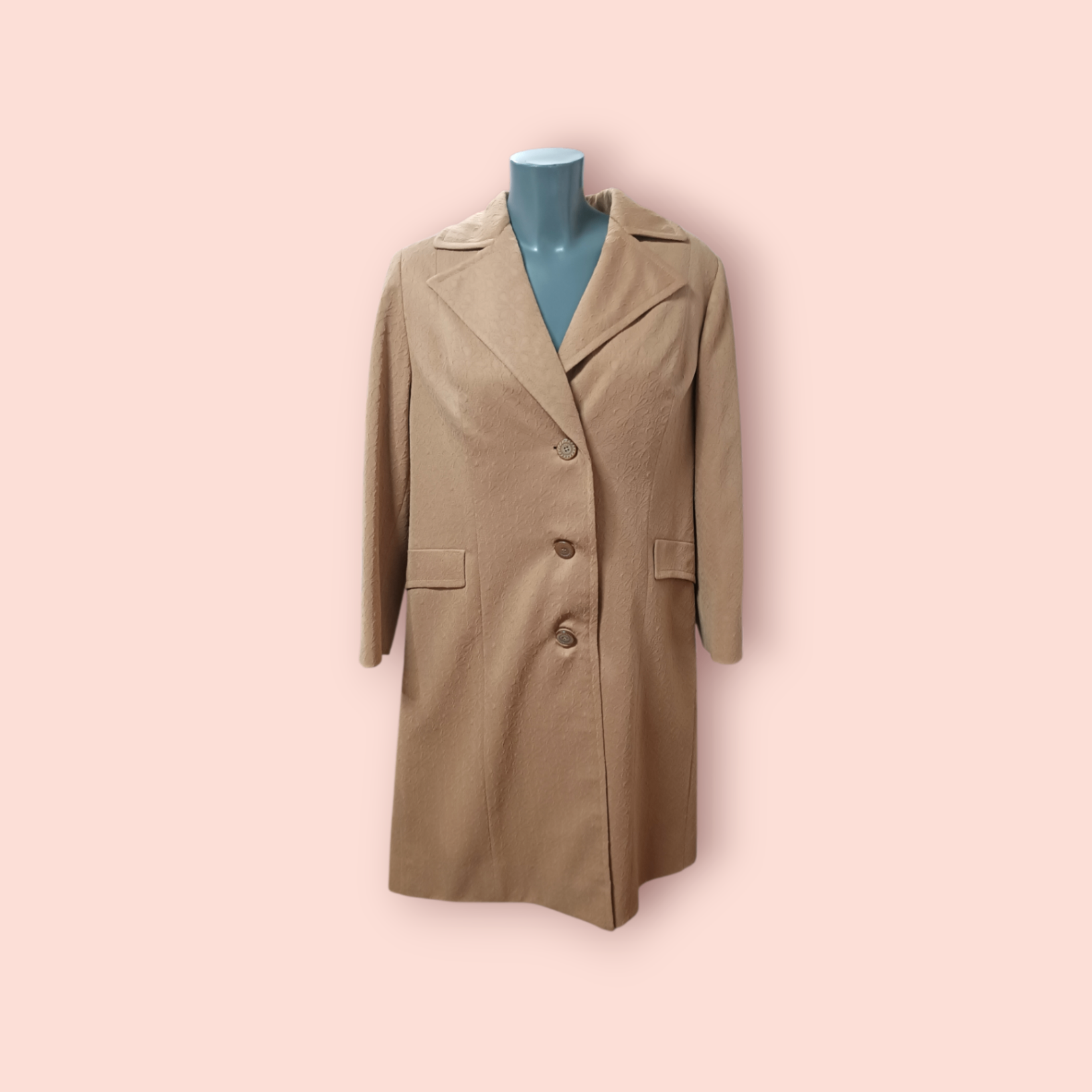 Mantel M/L Beige/Braun mit Blumen bestickt