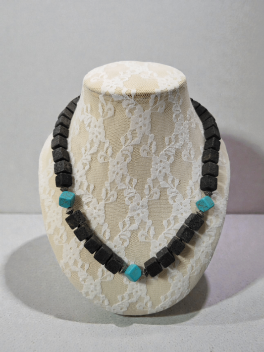 Lava & Türkis Halskette (neu, handgemacht)