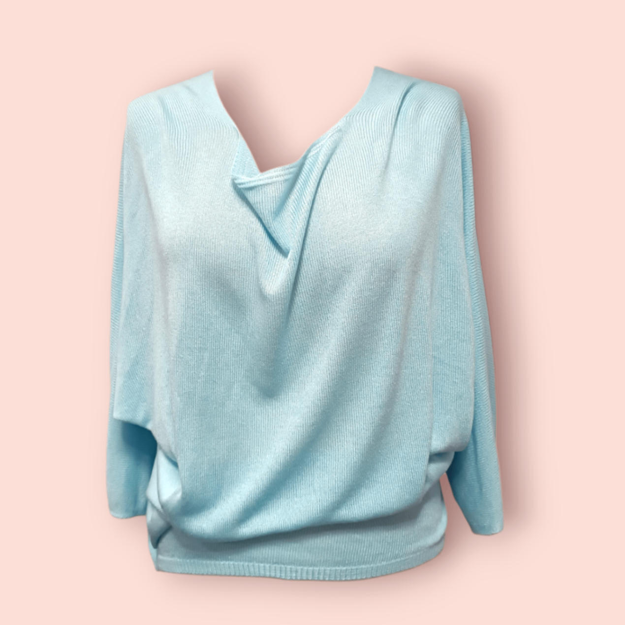 Pullover M/L Hellblau Oversized/Off-Shoulder