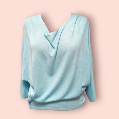 Pullover M/L Hellblau Oversized/Off-Shoulder