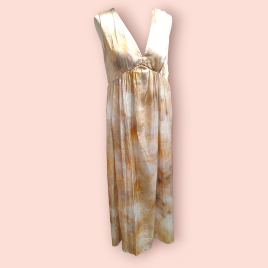 H&M Maxikleid M/L Beige mit braun/weißen Farbverläufen