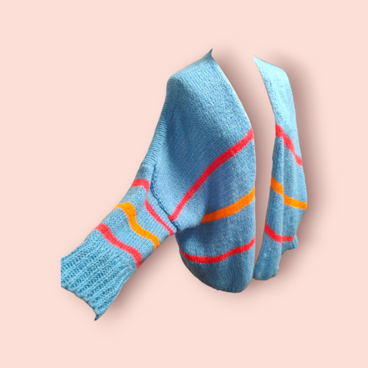 Sam Stripe Strick-Cardigan M/L Blau Oversized