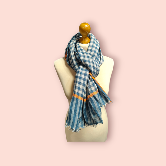 Marc Jacobs Schal Blau/Weiß/Orange kariert