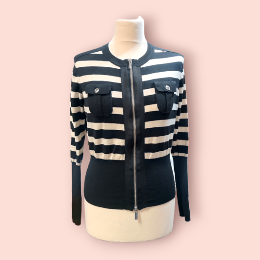 Karen Millen Strickjacke M Schwarz und Weiß