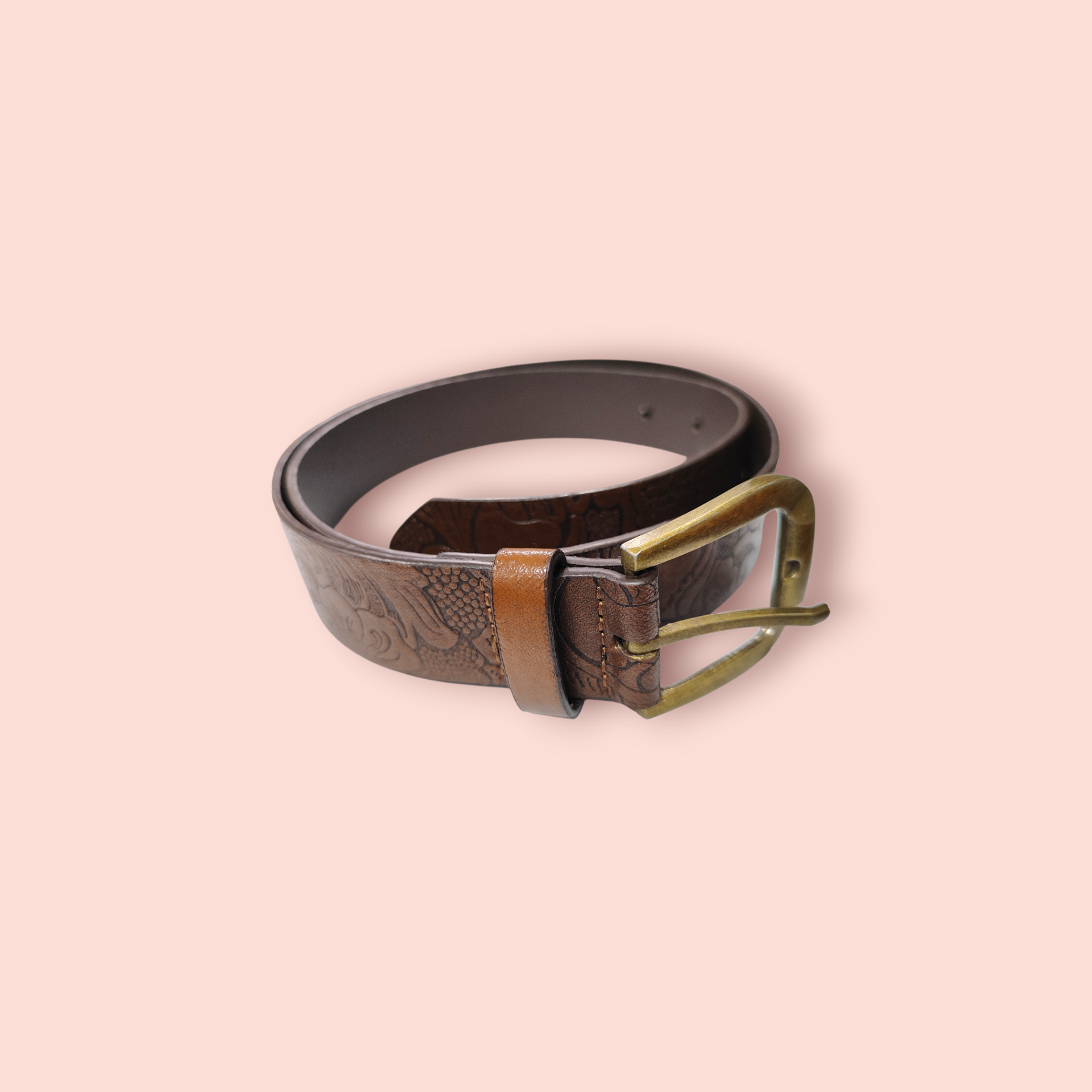 Lederimität Gürtel Beige/Braun