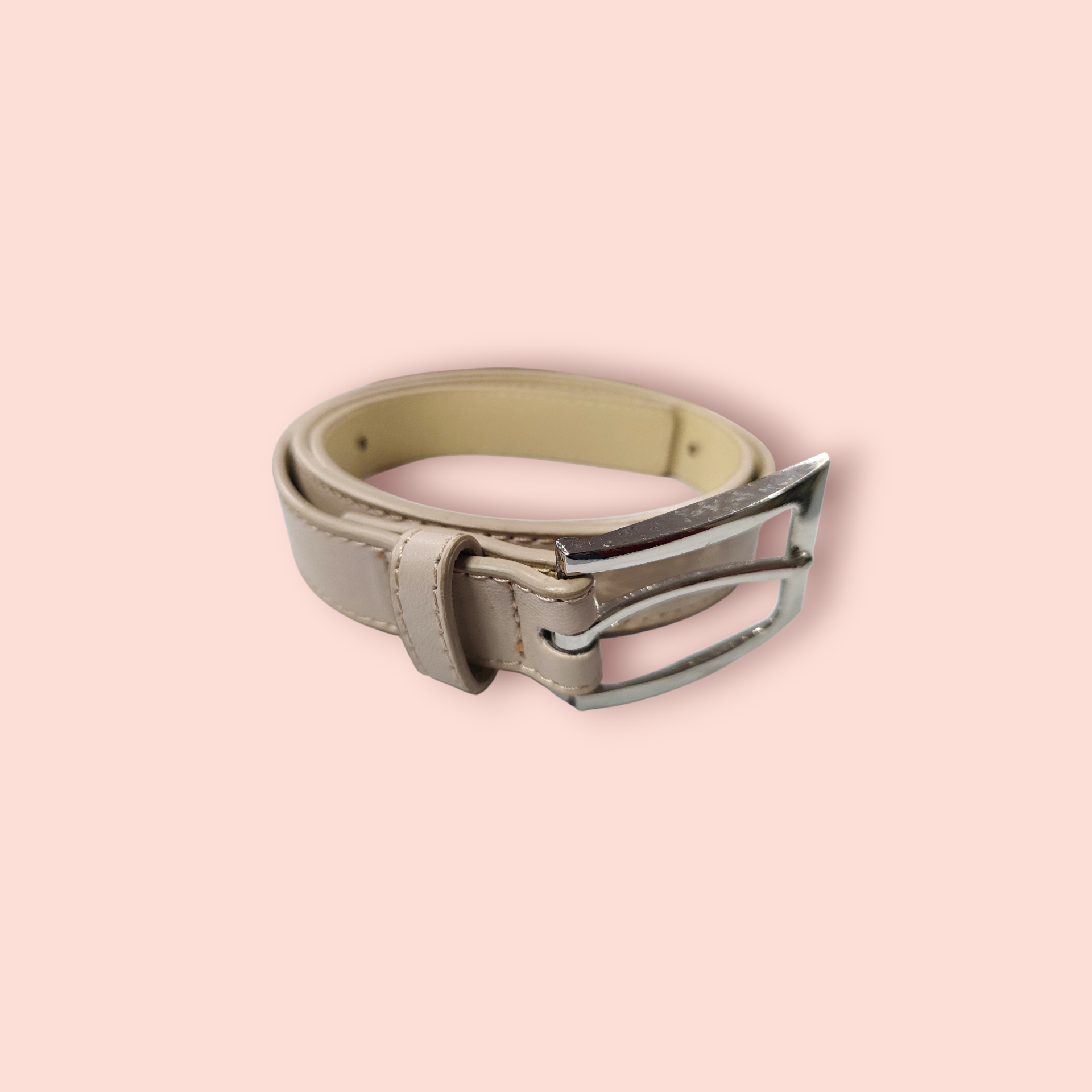 Lederimität Gürtel Beige/Braun