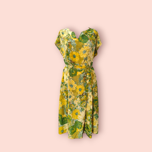 Kleid XL Floral-Print (Gelb-Grün Töne)