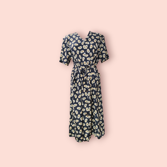 Kleid L Dunkel mit Muster