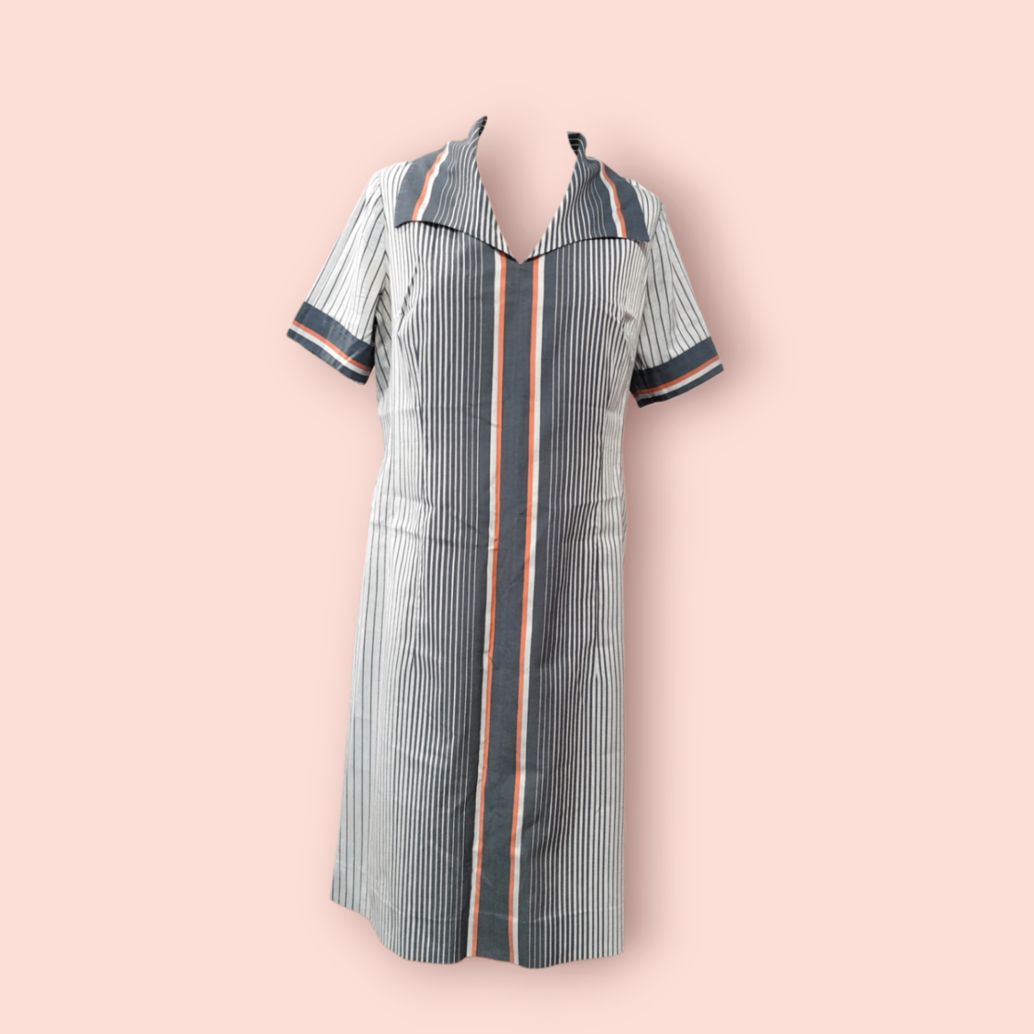 Kleid XL Gestreift (Grautöne, Rot)