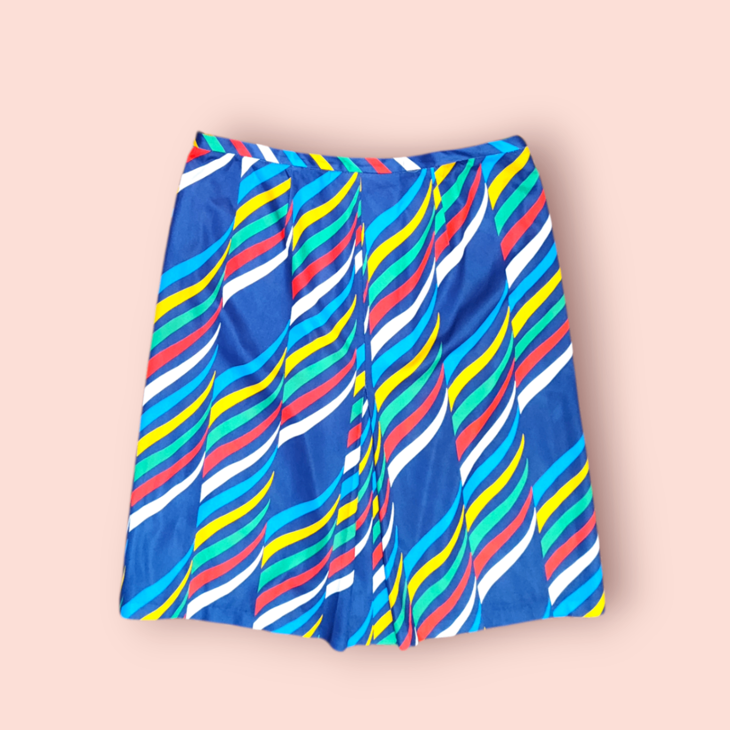 Rock L Blau mit bunten Streifen