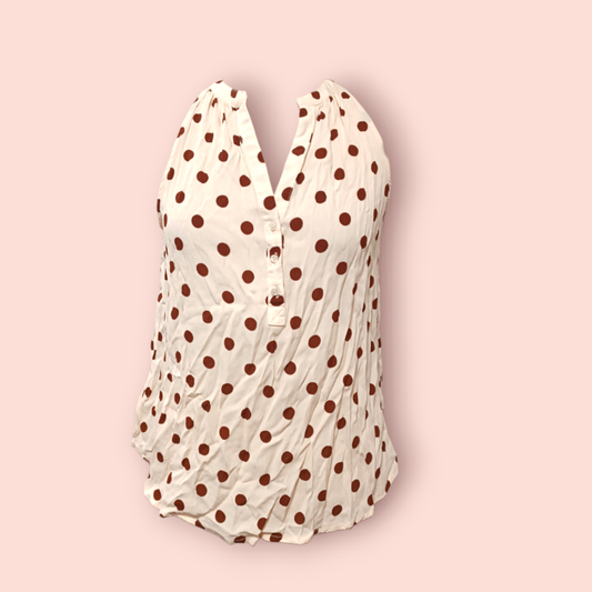 Mng Top L Creme mit braunen Punkten