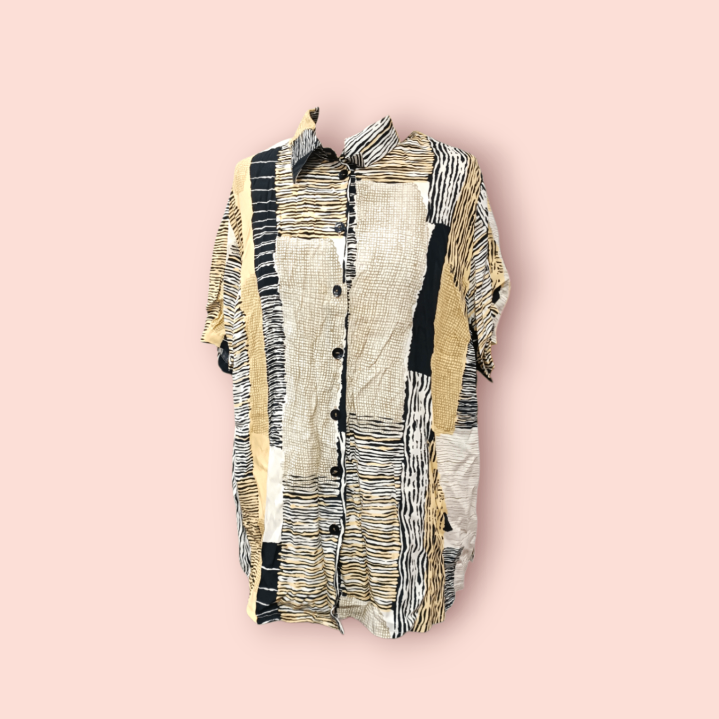 Creation Atelier Bluse L Beige, Schwarz, Weiß