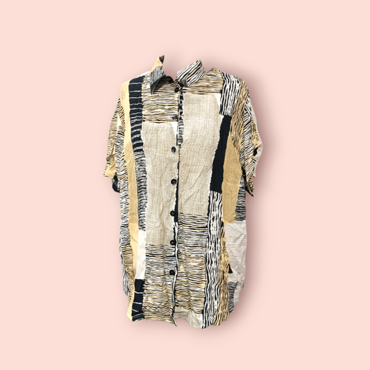 Creation Atelier Bluse L Beige, Schwarz, Weiß