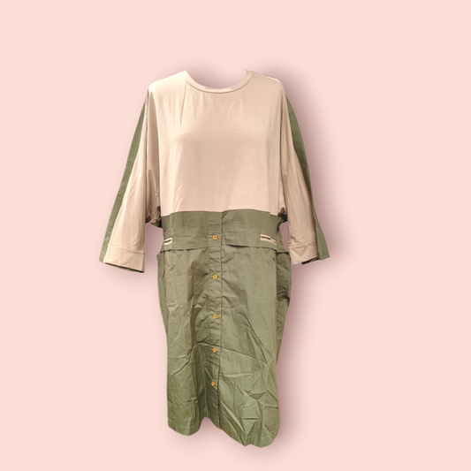 Studio Kleid One Size Beige und Olivgrün