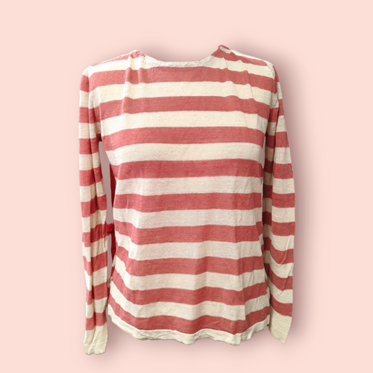 Jones Langarmshirt XS Rot, Weiß (gestreift)