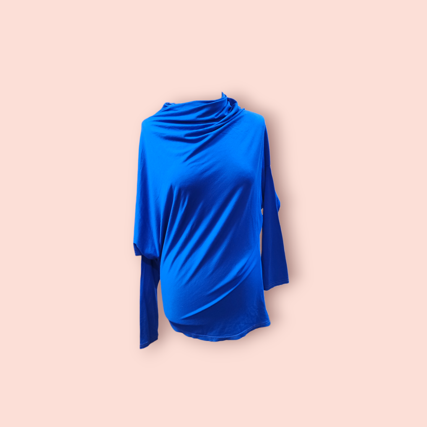 T-Shirt L Blau Asymmetrisch