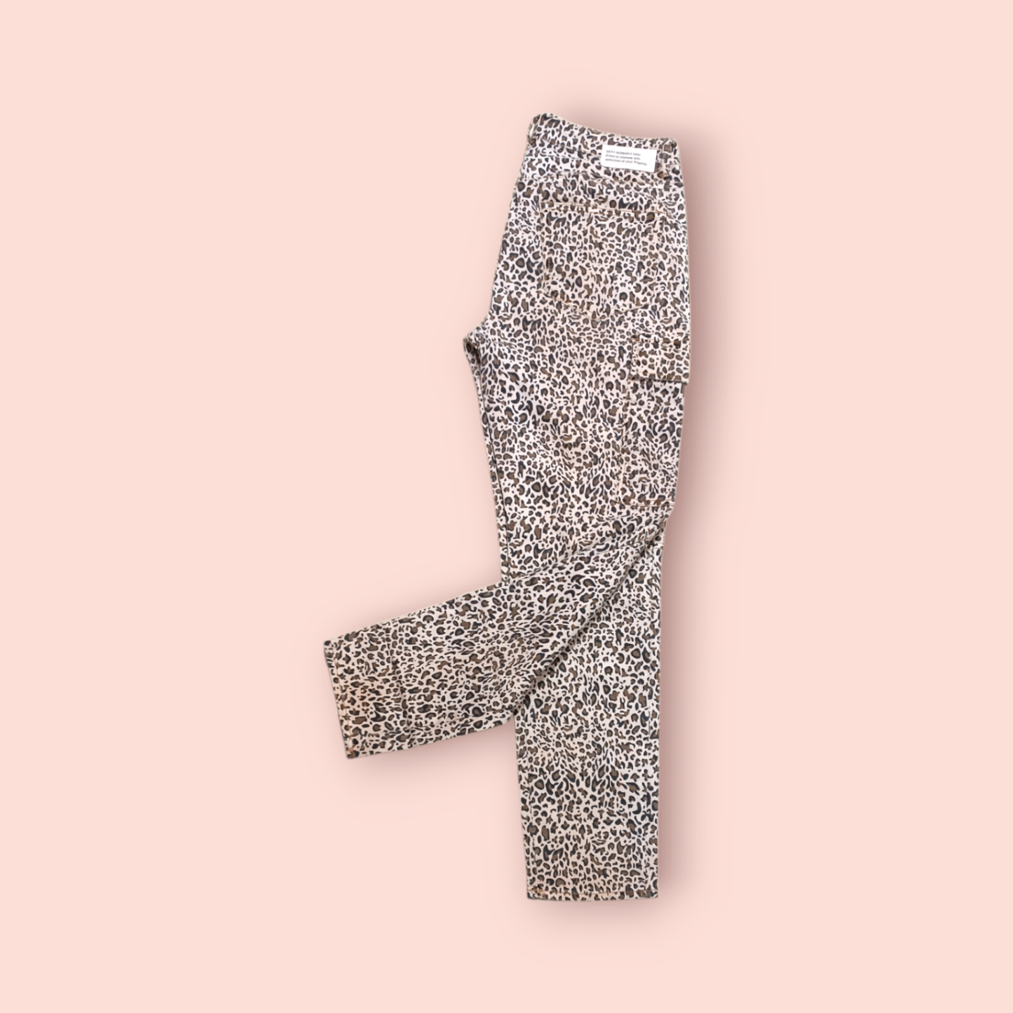 Sexy Woman Hose M Beige mit schwarzem Leopardmuster