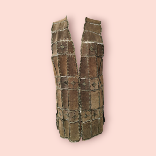 Handgemacht Leder-Weste L/XL Braun