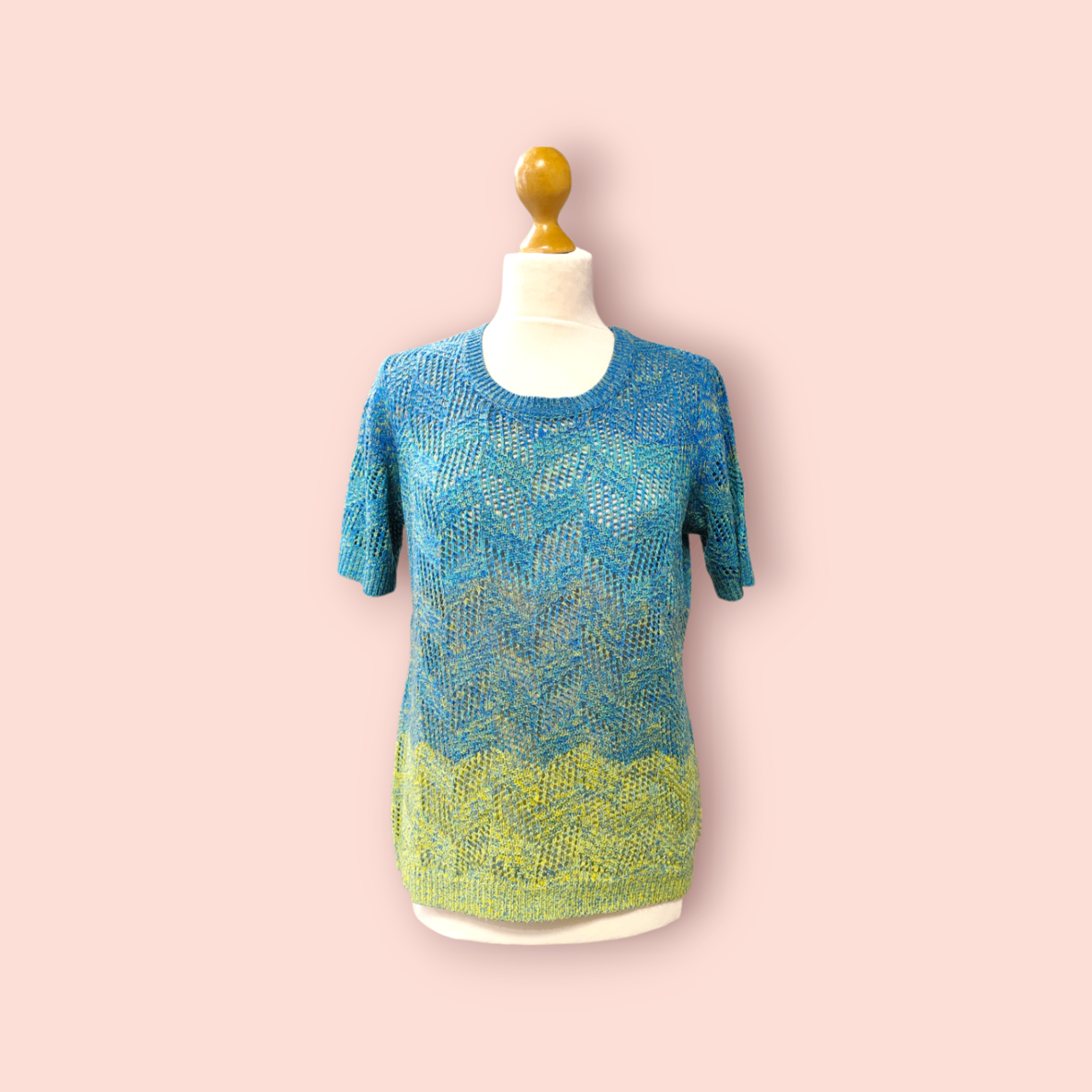 T-Shirt M Blau-Grün (Strick)