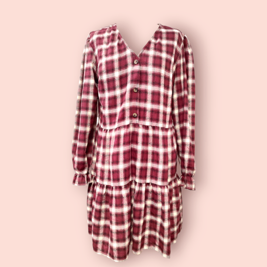 Primark Kleid L Rot, Weiß, Schwarz (kariert)