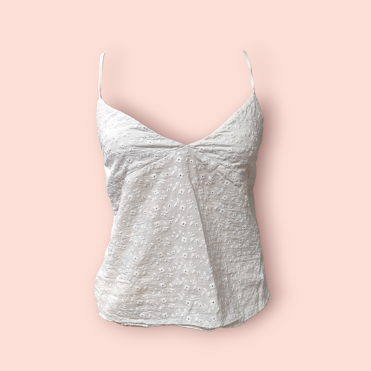 Brandy Melville Trägertop S Weiß mit Blumenmuster