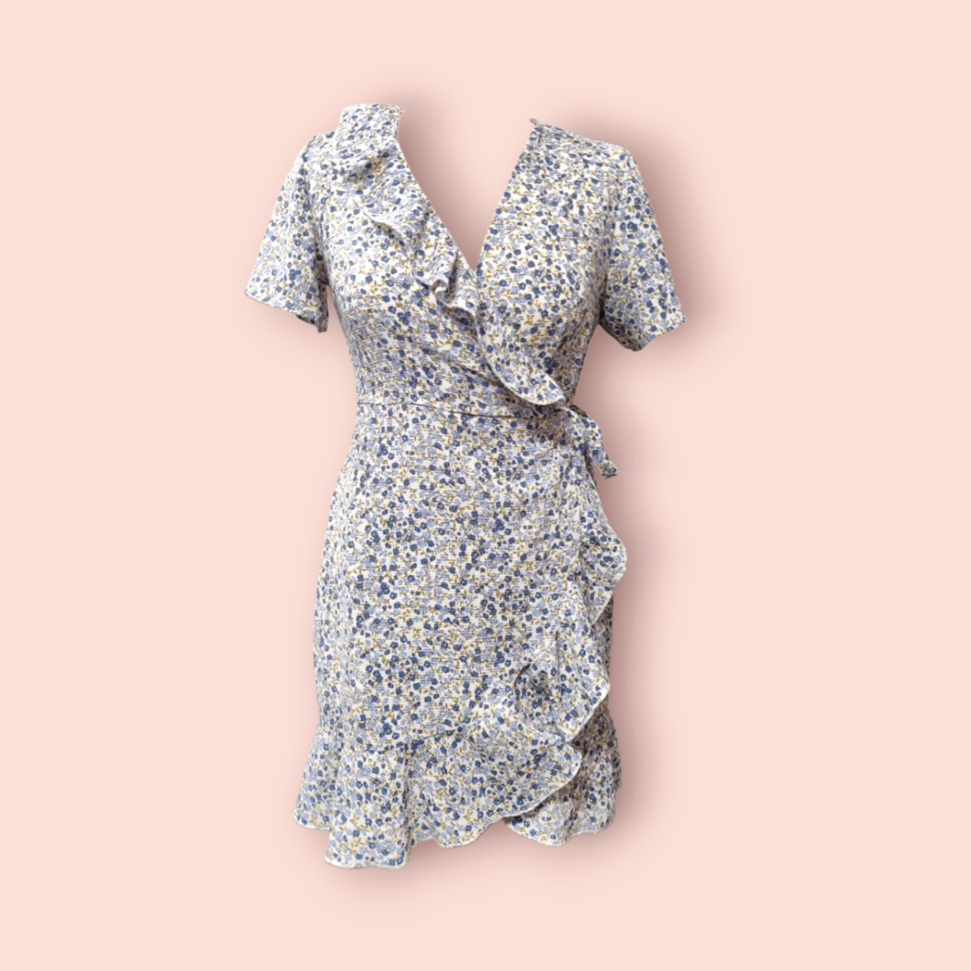 Only Kleid XS/S Weiß mit Blauen Blumen