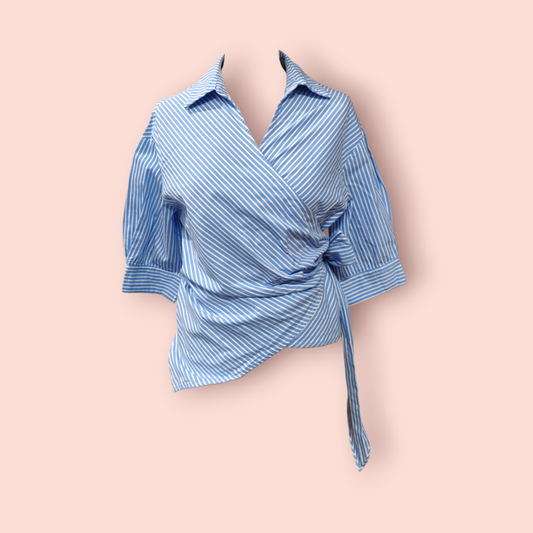 Dazy Bluse S Blau mit weißen Streifen