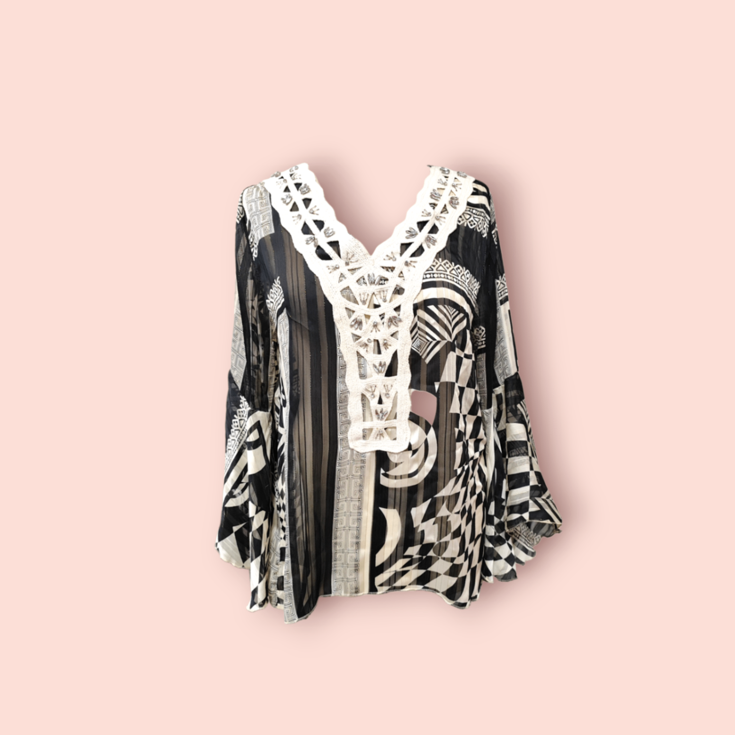 Troiska Bluse Schwarz, Weiß