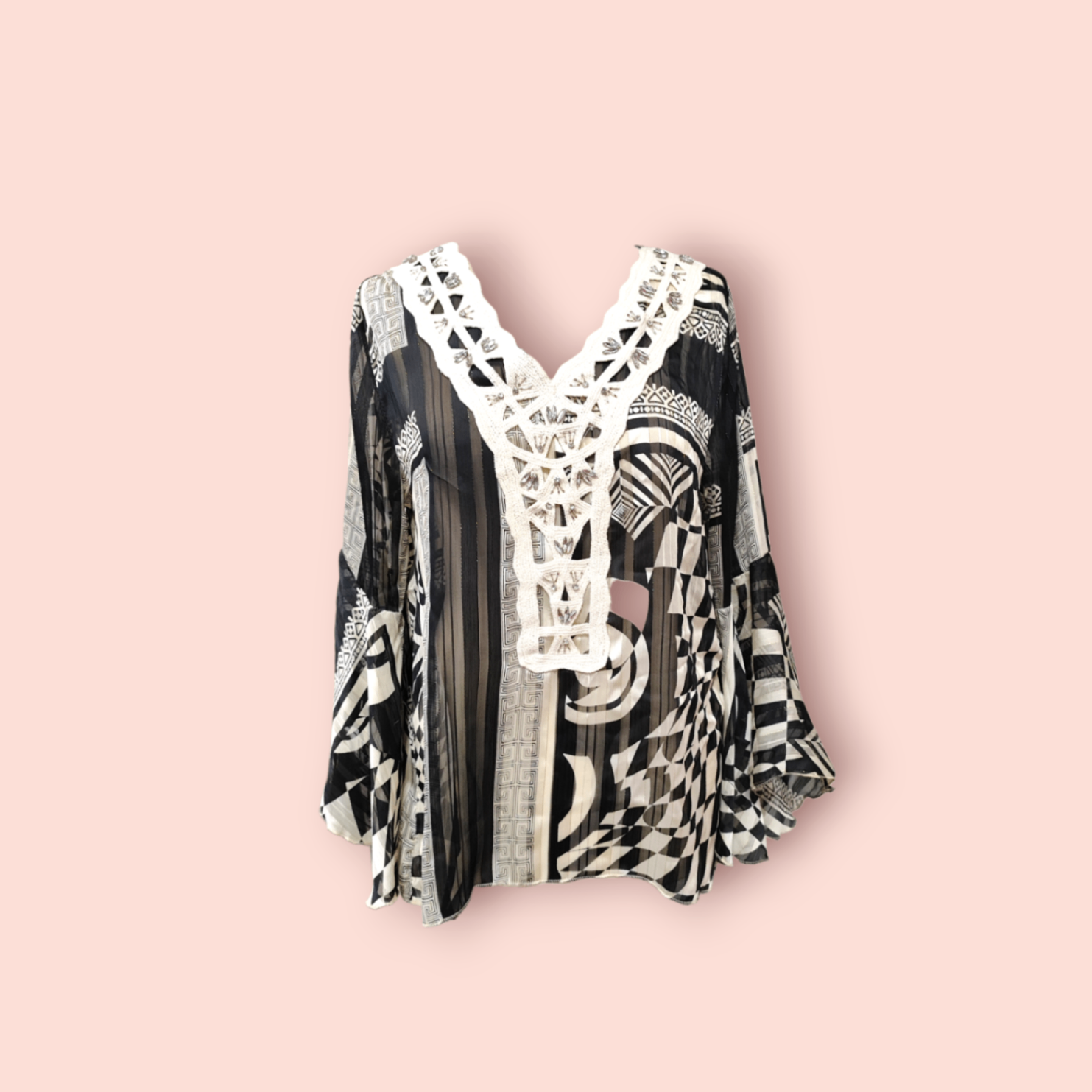 Troiska Bluse Schwarz, Weiß