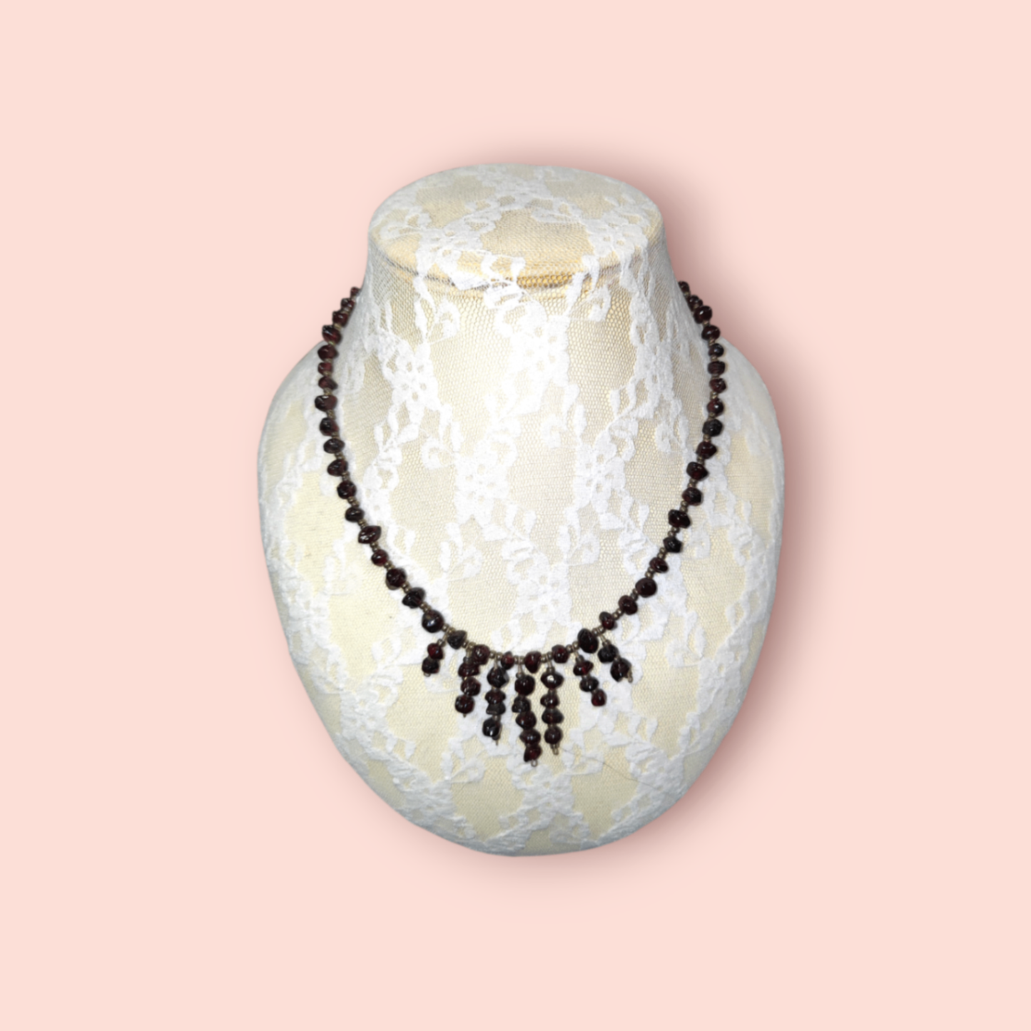 Granat & Glas Halskette Dunkelrot