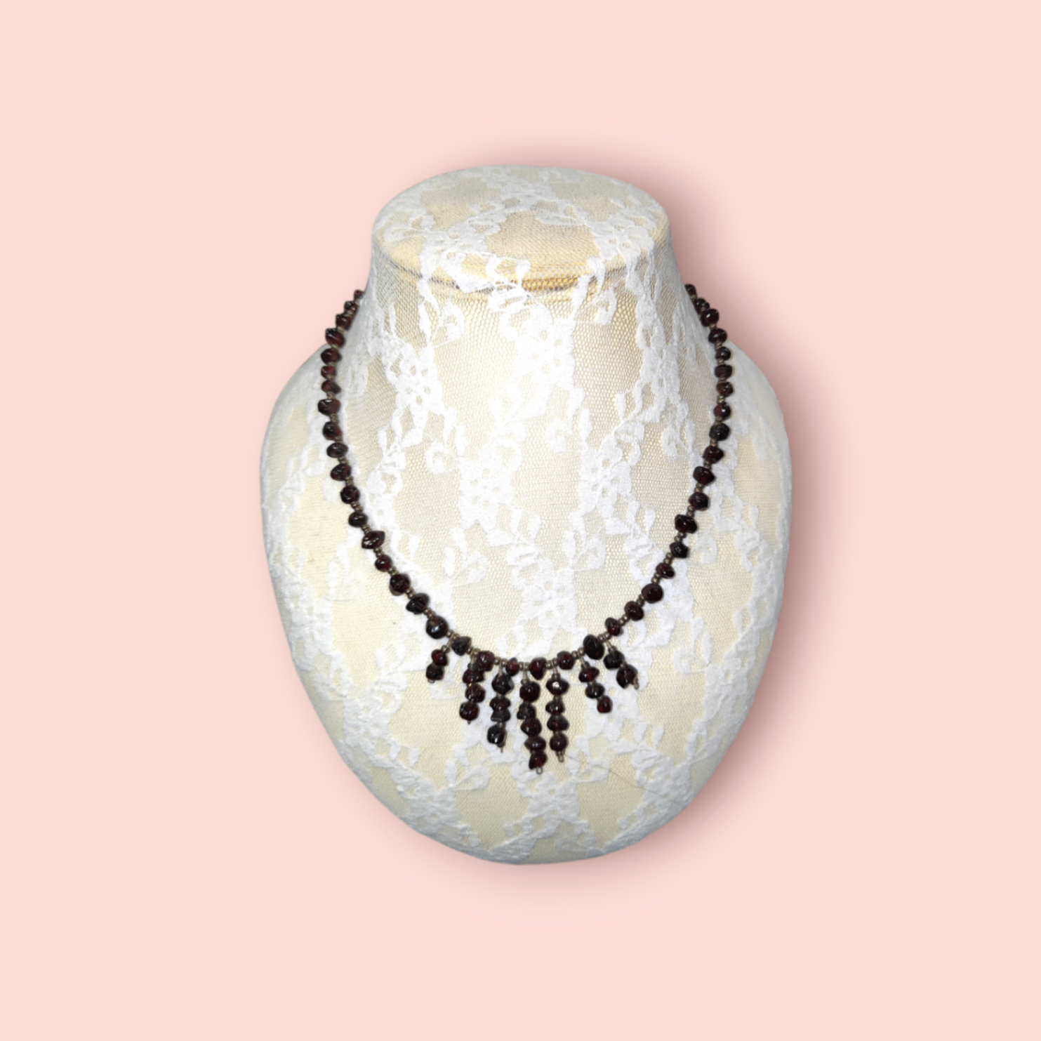 Granat & Glas Halskette Dunkelrot