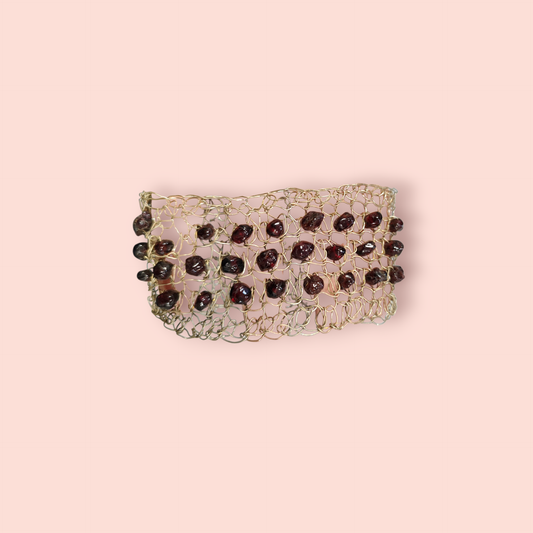 Handgemachtes Armband Granat und Echtsilberdraht