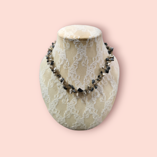 Handgemachte Halskette mit Lack-/Echtsilberdraht