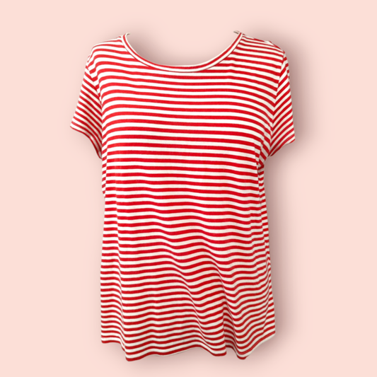 Divided T-Shirt L Rot, Weiß Gestreift