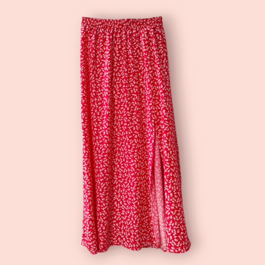 Shein Rock L Rot mit Blumen