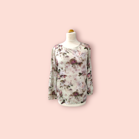 Tom Tailor Langarm-Shirt Creme mit floralem Muster