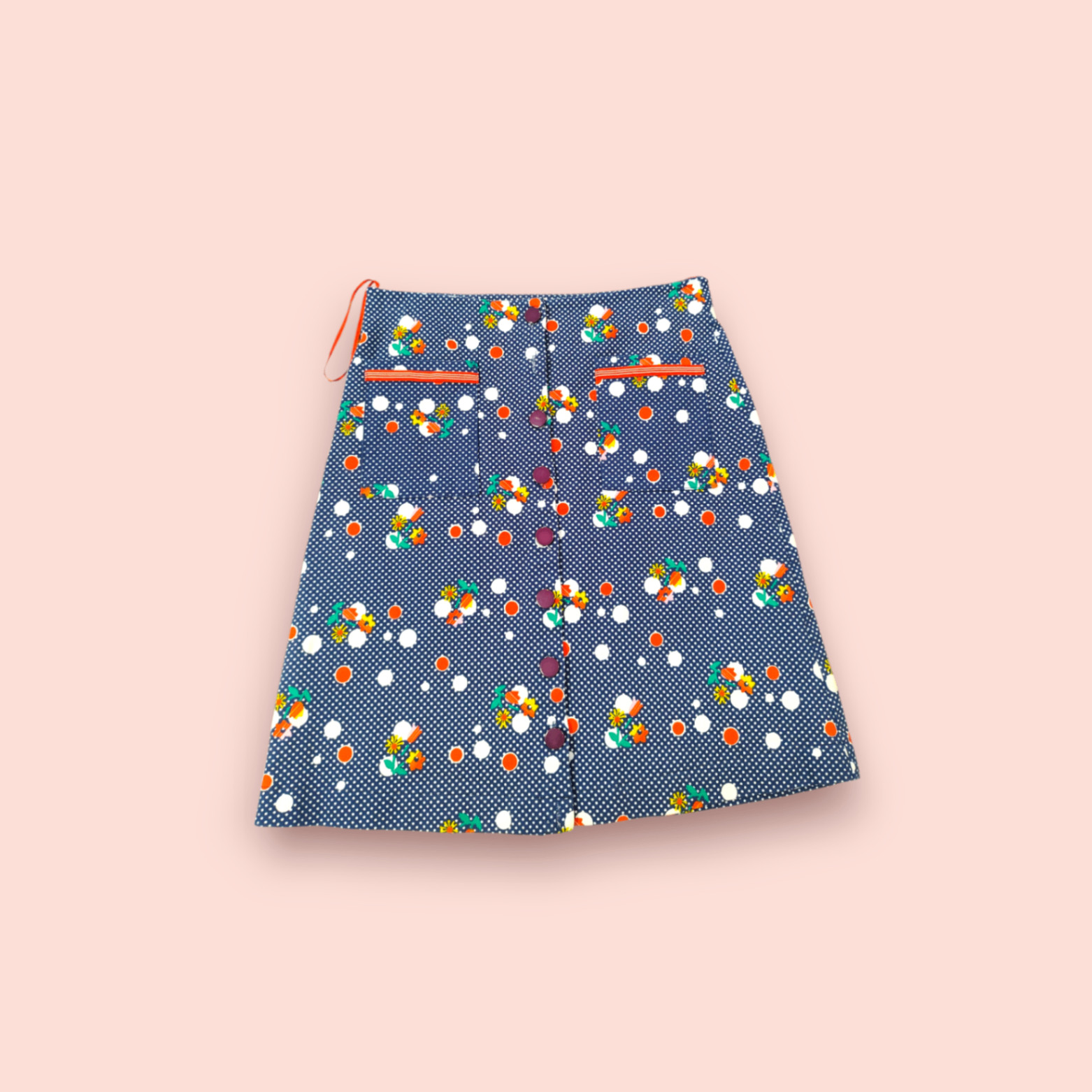Vintage 50er-Style Rock blau mit Muster