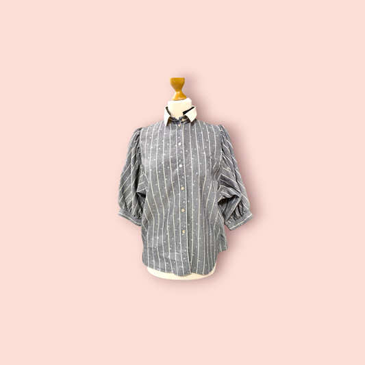 C&A Bluse grau mit Puffärmeln