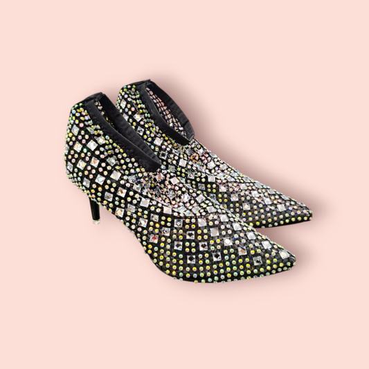 Absatzschuhe schwarz mit Glitzersteinen