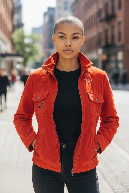 Vintage Echtlederjacke M Rot